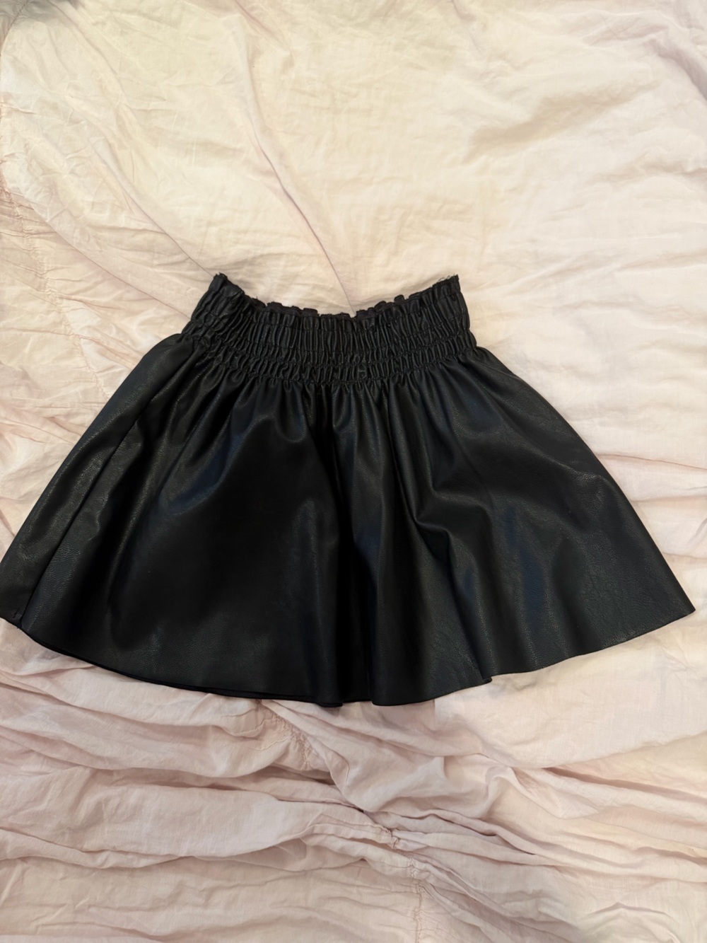 Zara Black Faux Leather Smocked Waist Girls' Skirt